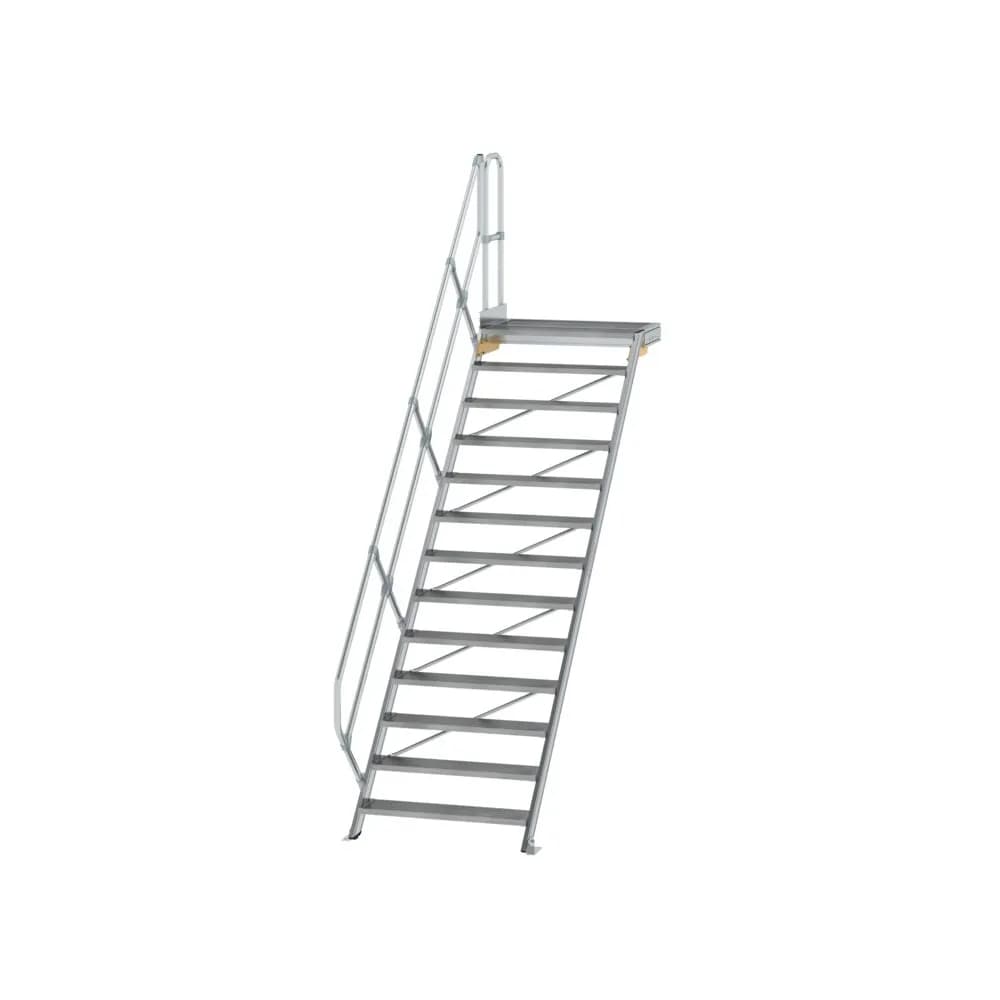 MUNK - Treppe mit Plattform 45° Stufenbreite 1000 mm 13 Stufen Aluminium geriffelt