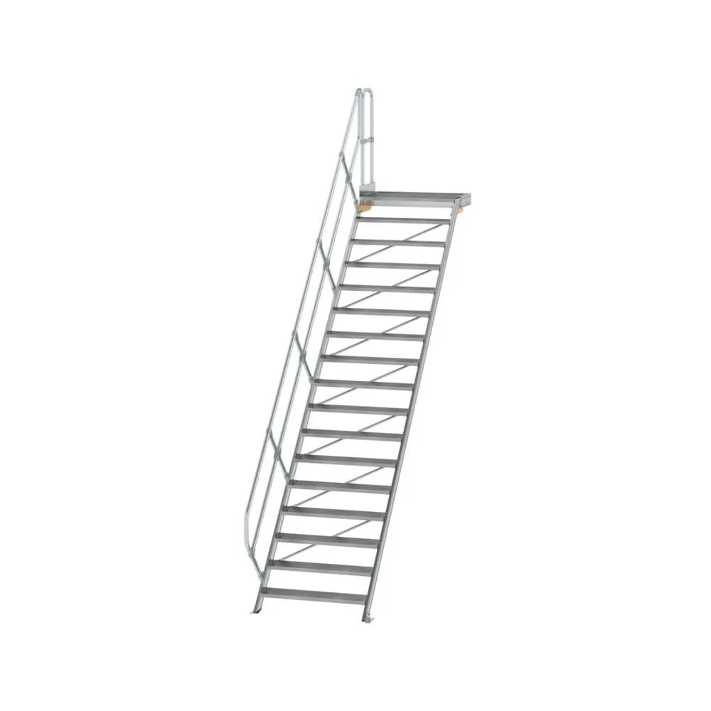 MUNK - Treppe mit Plattform 45° Stufenbreite 1000 mm 17 Stufen Aluminium geriffelt