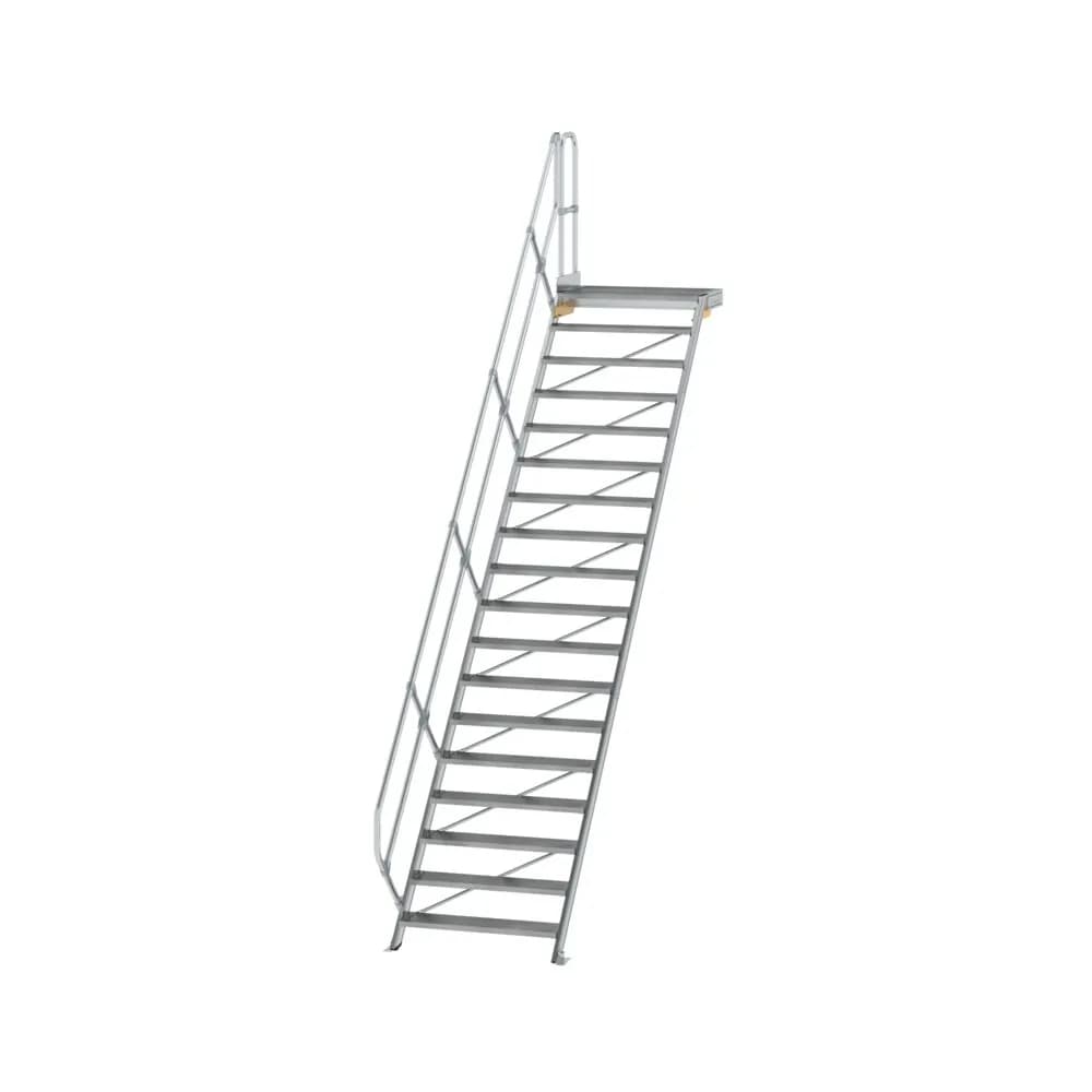 MUNK - Treppe mit Plattform 45° Stufenbreite 1000 mm 18 Stufen Aluminium geriffelt