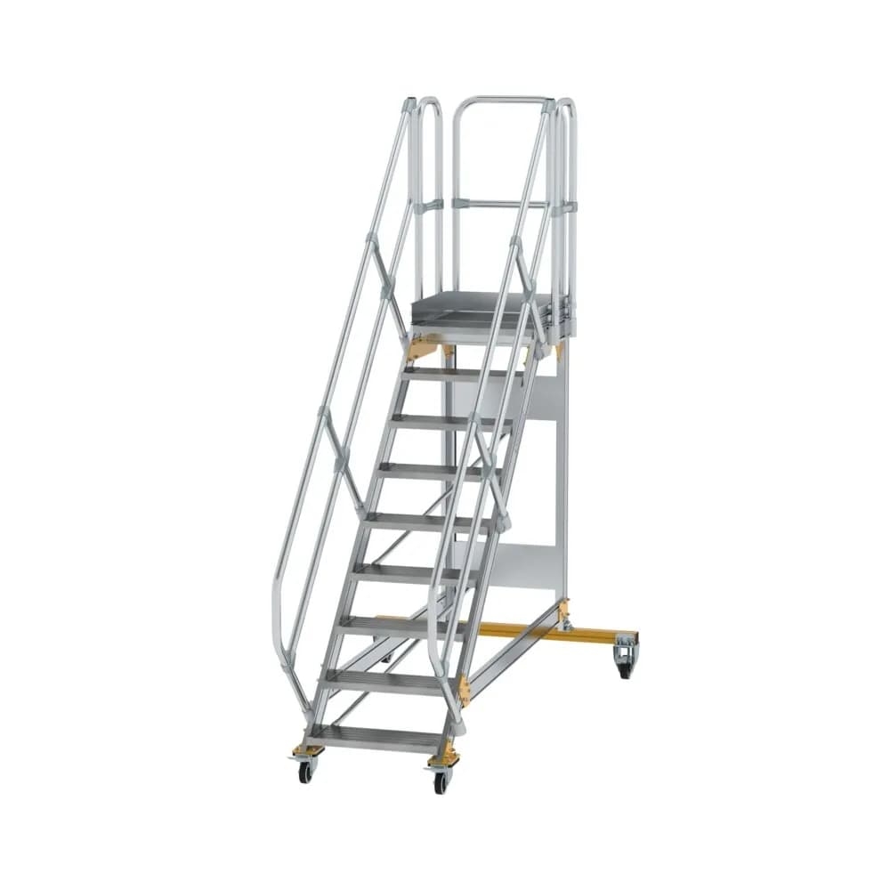 MUNK - Plattformtreppe 45° fahrbar Stufenbreite 600 mm 9 Stufen Aluminium geriffelt