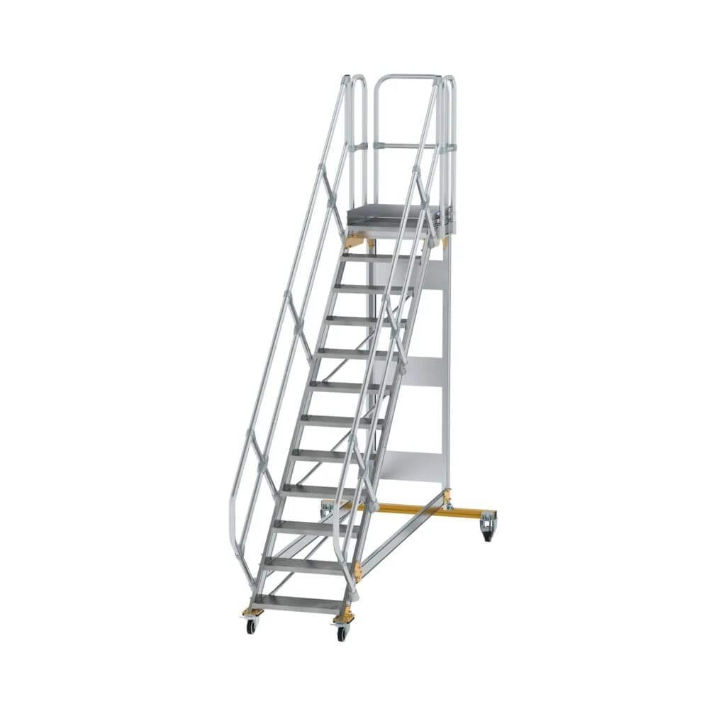 MUNK - Plattformtreppe 45° fahrbar Stufenbreite 600 mm 12 Stufen Aluminium geriffelt
