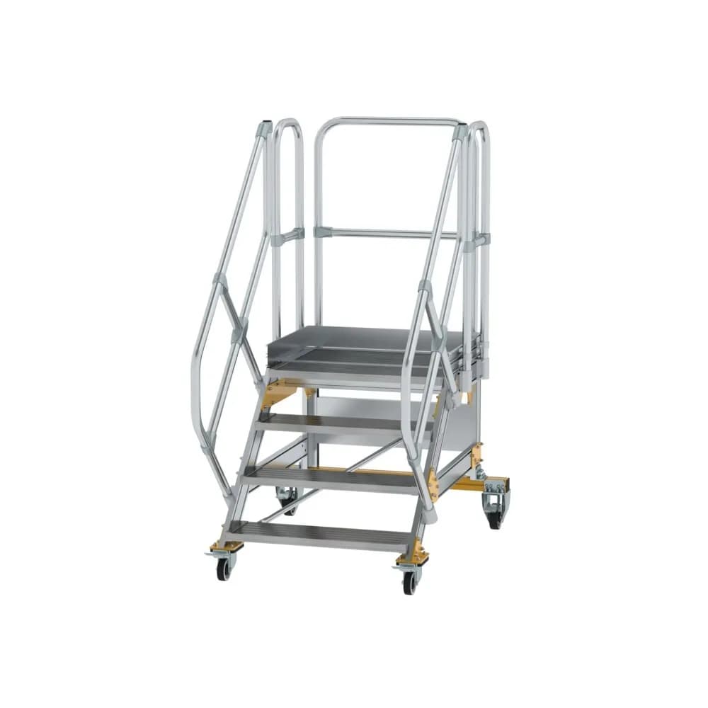 MUNK - Plattformtreppe 45° fahrbar Stufenbreite 800 mm 4 Stufen Aluminium geriffelt