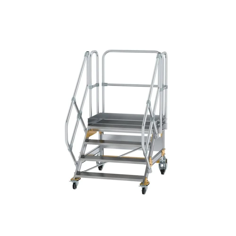 MUNK - Plattformtreppe 45° fahrbar Stufenbreite 1000mm 4 Stufen Aluminium geriffelt