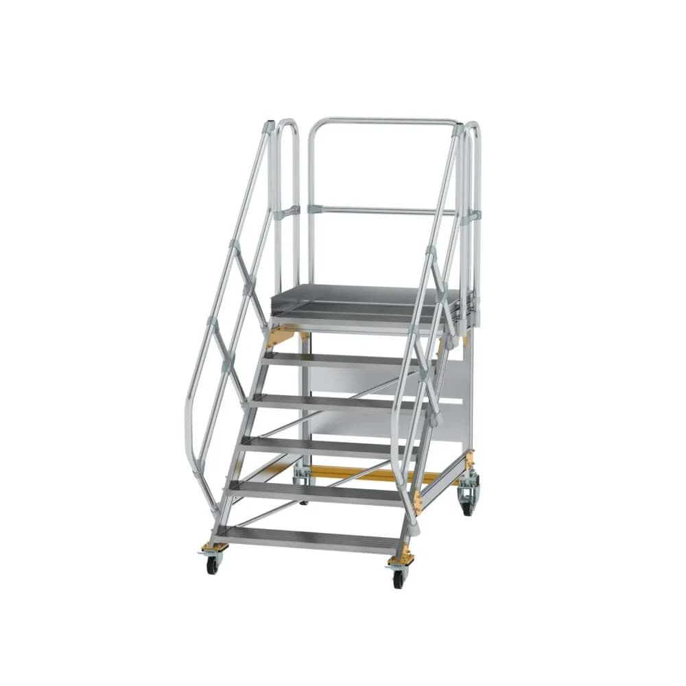 MUNK - Plattformtreppe 45° fahrbar Stufenbreite 1000mm 6 Stufen Aluminium geriffelt