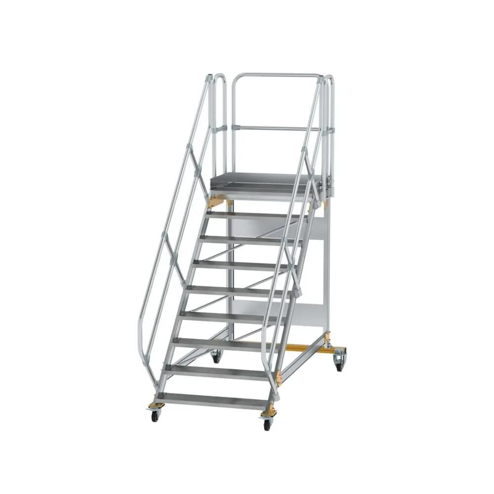 MUNK - Plattformtreppe 45° fahrbar Stufenbreite 1000mm 9 Stufen Aluminium geriffelt