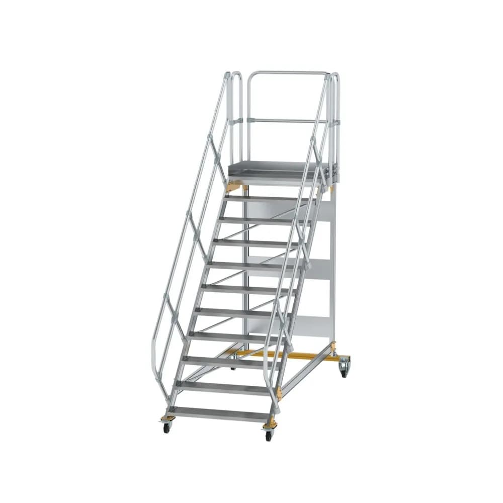 MUNK - Plattformtreppe 45° fahrbar Stufenbreite 1000mm 11 Stufen Aluminium geriffelt