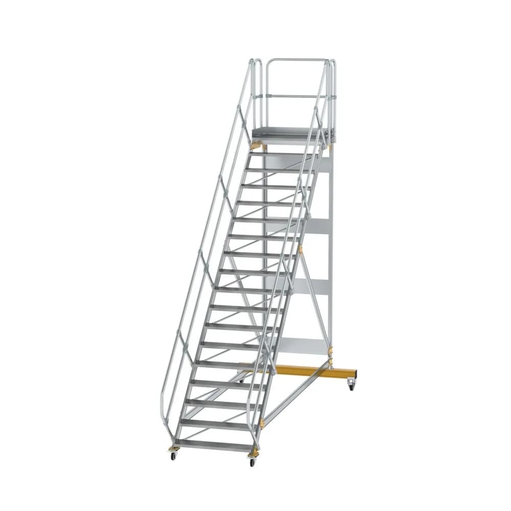 MUNK - Plattformtreppe 45° fahrbar Stufenbreite 1000mm 18 Stufen Aluminium geriffelt