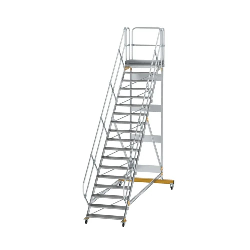MUNK - Plattformtreppe 45° fahrbar Stufenbreite 1000mm 19 Stufen Aluminium geriffelt