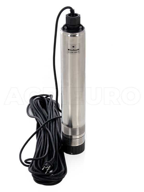 Pompe Immergée de Forage Einhell GC-DW 1000 N – 1000W, Acier Inoxydable, 6 Turbines, Refoulement 45m, Débit 6500L/h