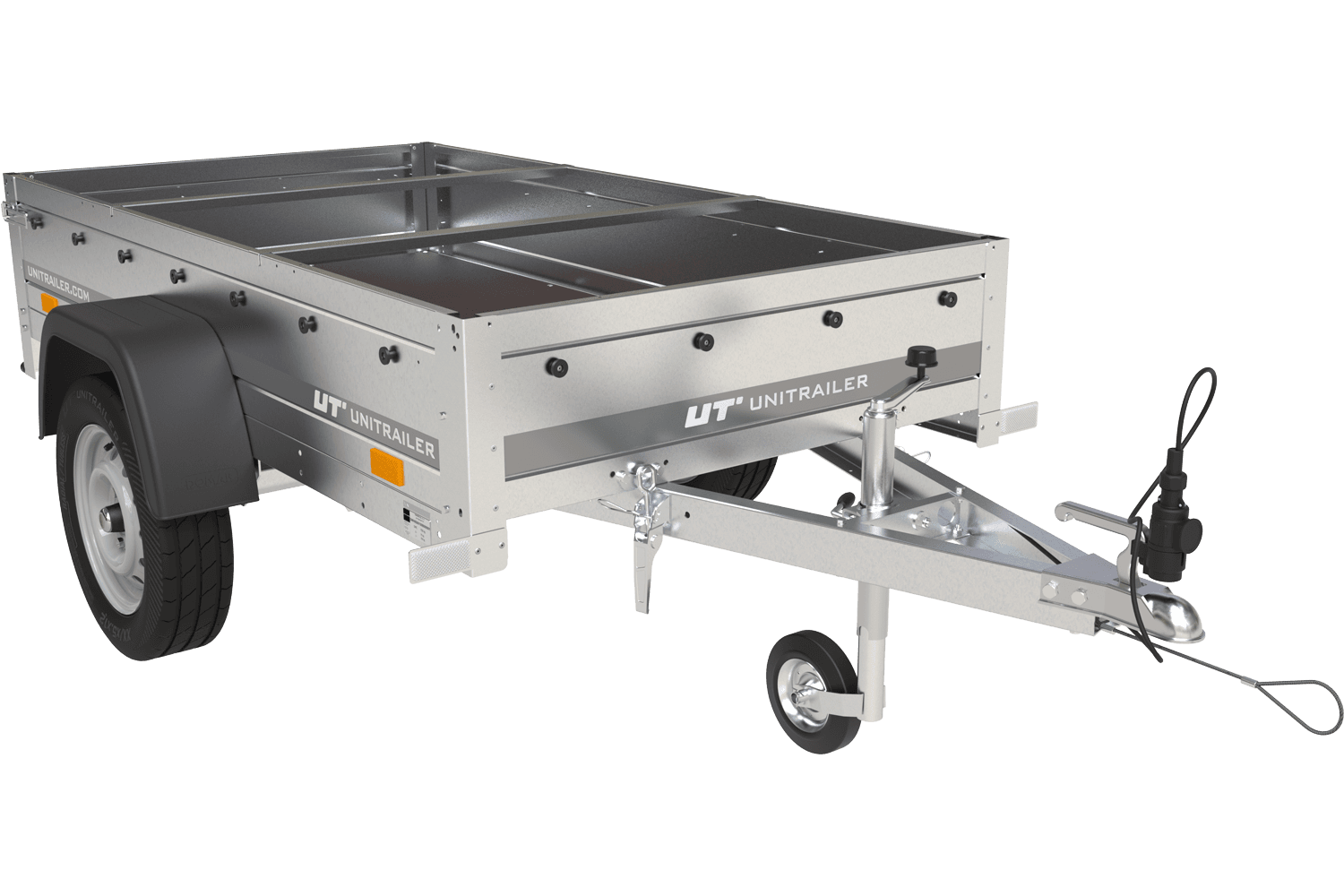 Remorque de Jardin Basculante Garden Trailer 200 Kipp – 1 Essieu, Roue Jockey, Timon Inclinable, Bâche Bleue, Châssis Renforcé