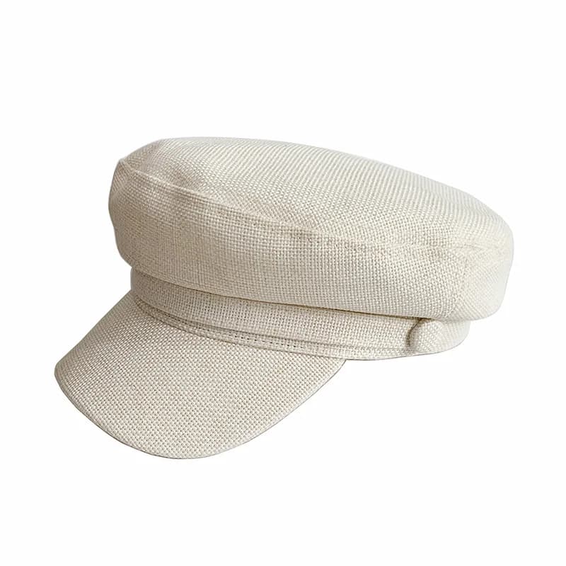 Casquette Beret Femme en Lin (Modèle: Blanc)