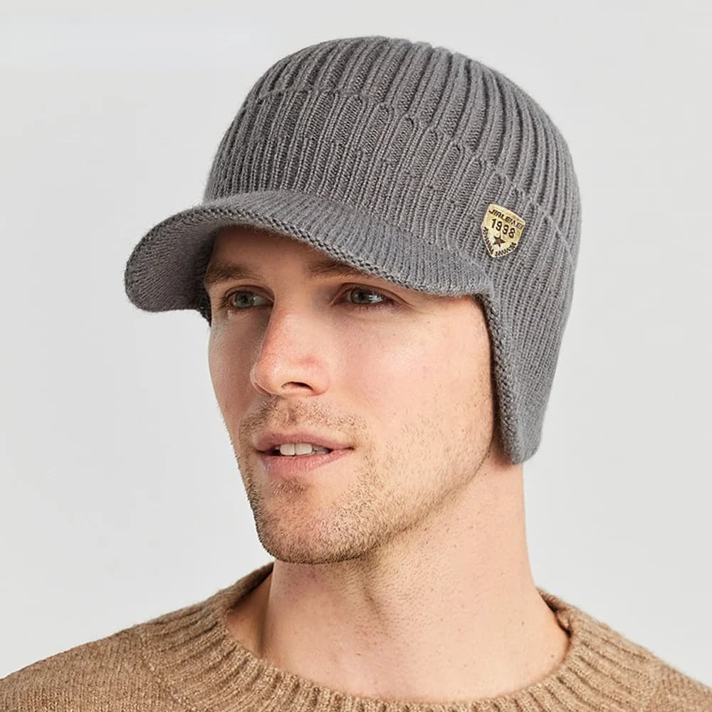 Casquette Bonnet Cache Oreille (Modèle: Gris)
