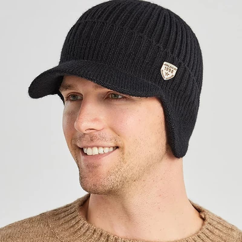 Casquette Bonnet Cache Oreille (Modèle: Noir)