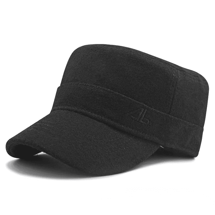 Casquette Militaire en Laine (Couleur: Noir, Taille: L 58-60CM)