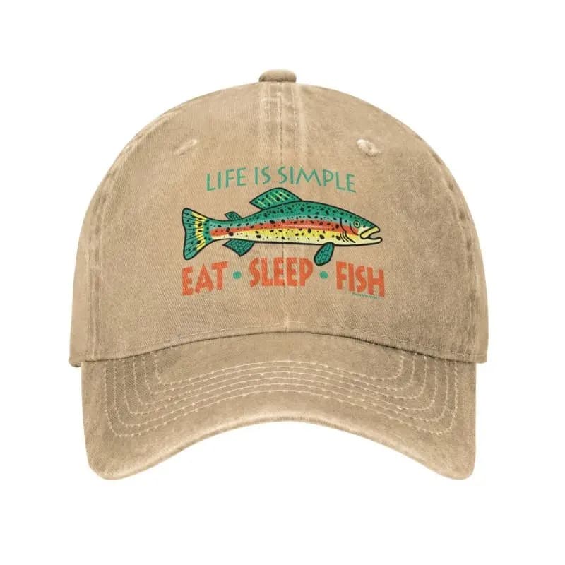 Casquette de Pêcheur Eat Sleep Fish (Couleur: Beige)