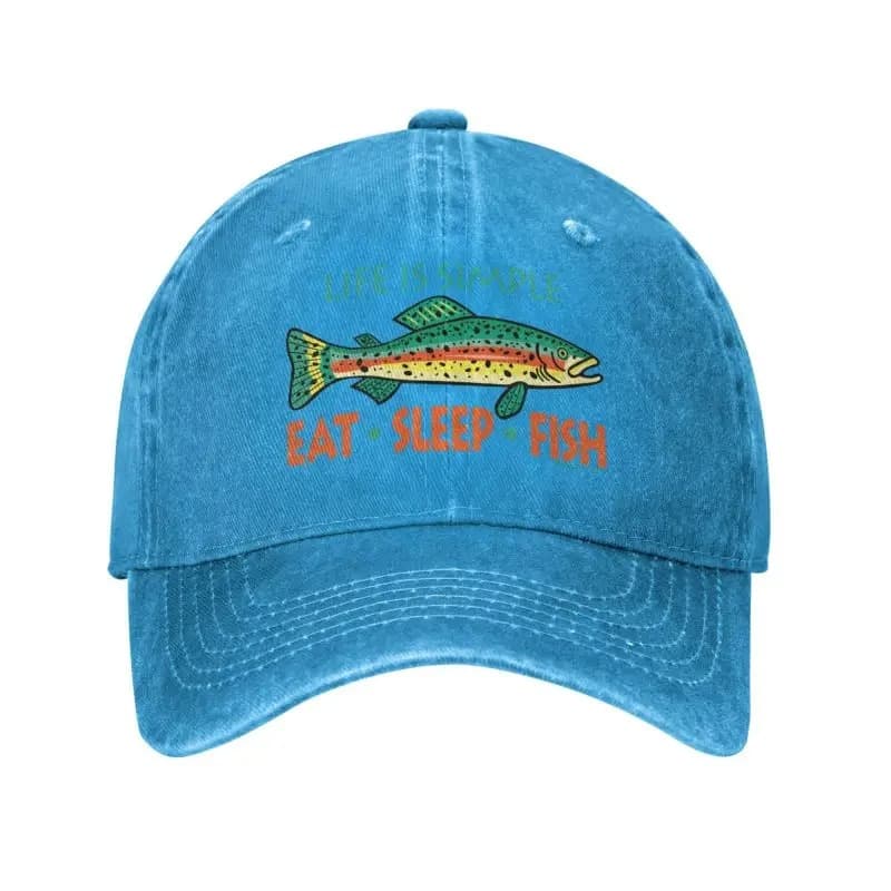 Casquette de Pêcheur Eat Sleep Fish (Couleur: Bleu)