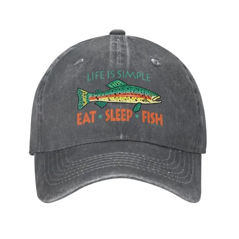 Casquette de Pêcheur Eat Sleep Fish (Couleur: Gris)