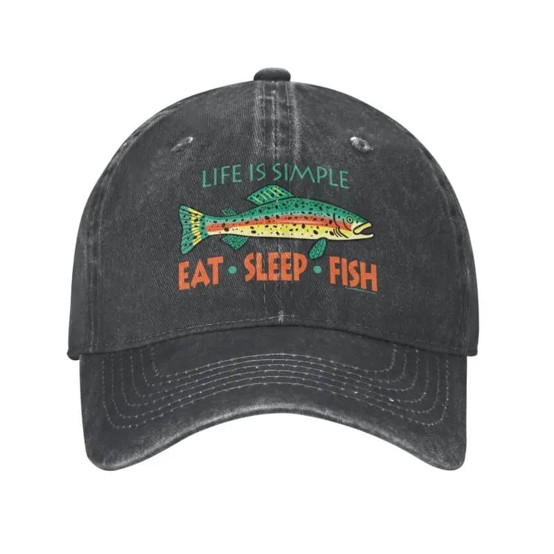 Casquette de Pêcheur Eat Sleep Fish (Couleur: Noir)
