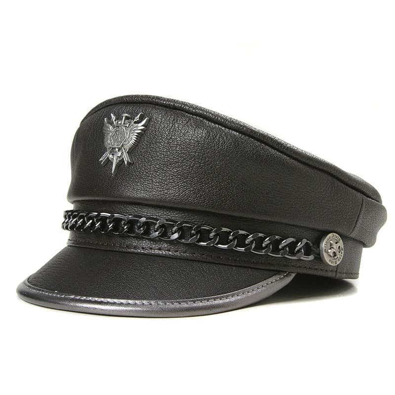 Casquette en Cuir Style Marin (Taille: 57-58cm)