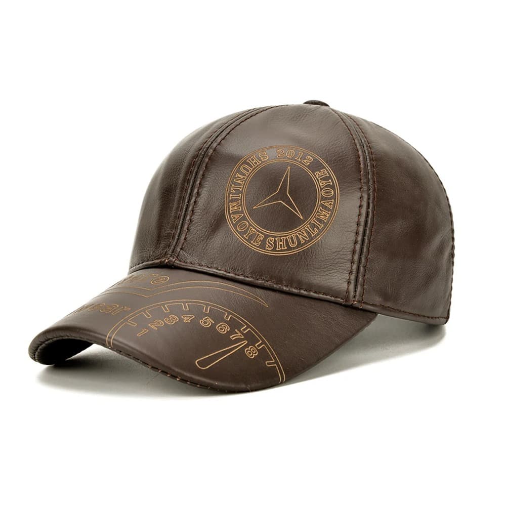 Casquette en Véritable Cuir (Modèle: Foncé)