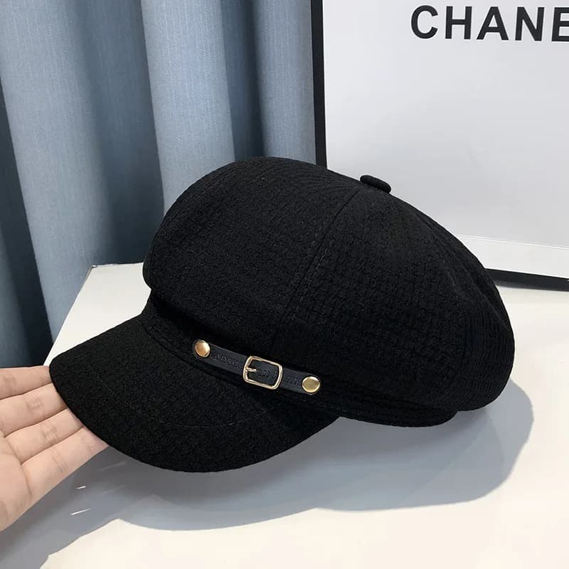 Beret Style Gavroche Pour Femme (Modèle: Noir)