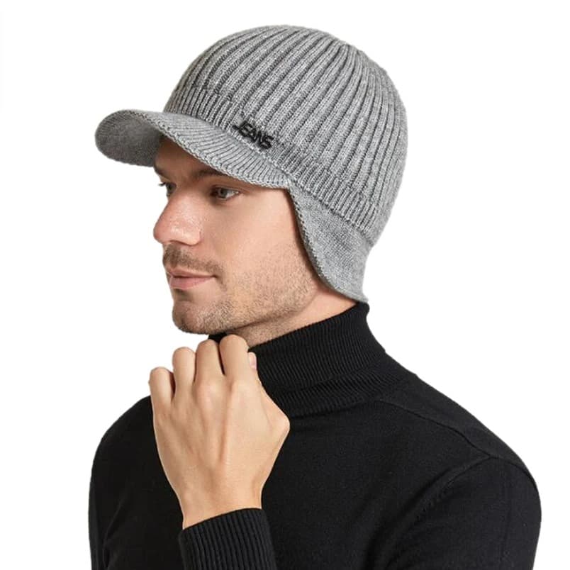 Bonnet Casquette en Laine Hiver (Couleur: Gris)
