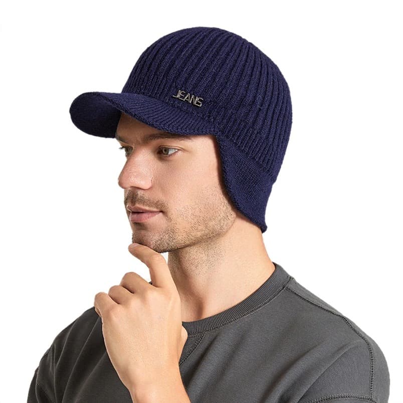 Bonnet Casquette en Laine Hiver (Couleur: Navy)