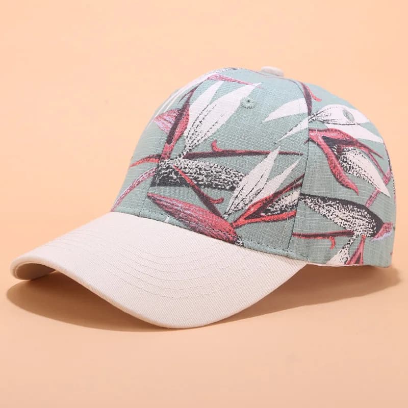 Casquette Baseball à Fleurs (Modèle: Vert)