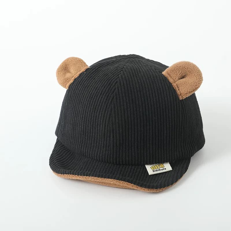 Casquette Bébé Ourson Noir 6-18M