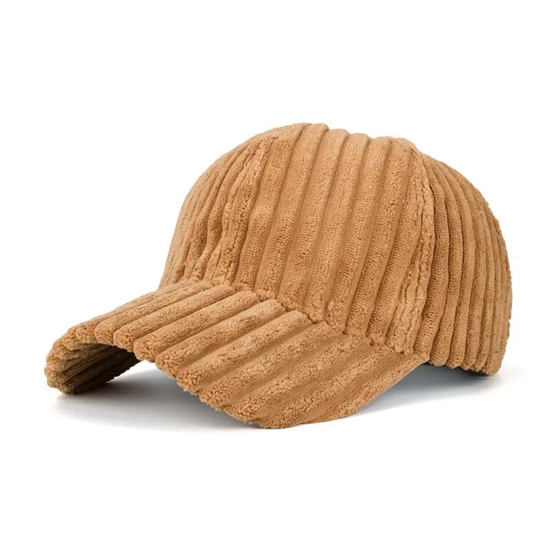 Casquette Beige Côtelé en Velours