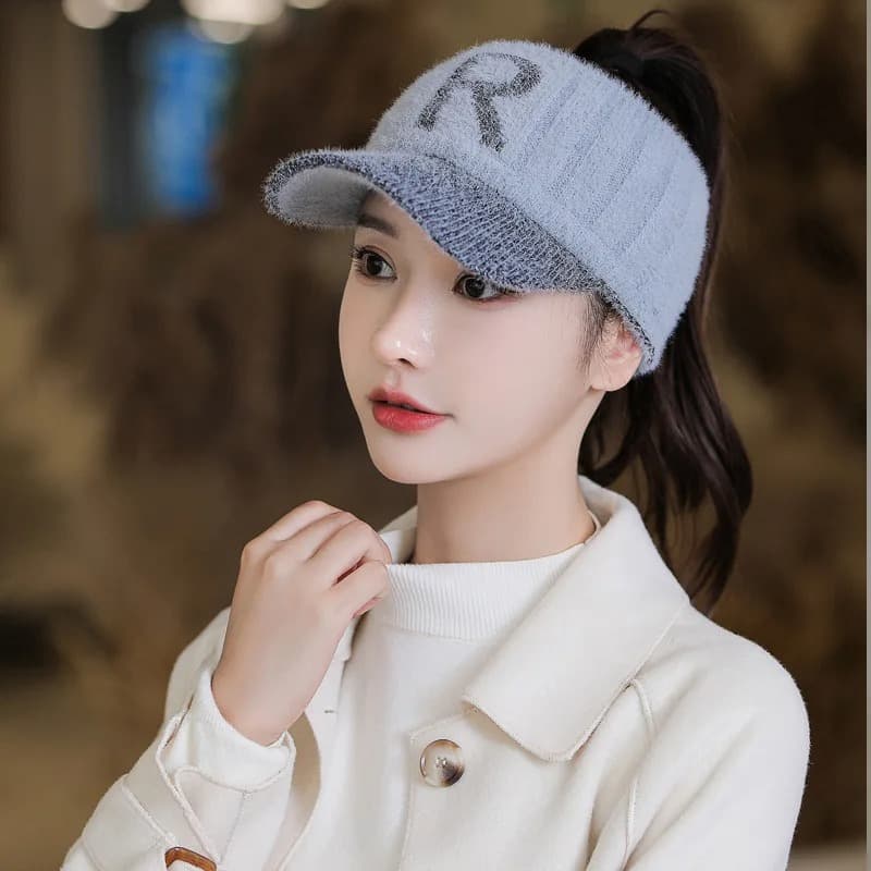 Casquette Bonnet Femme Lettre R (Modèle: Gris)
