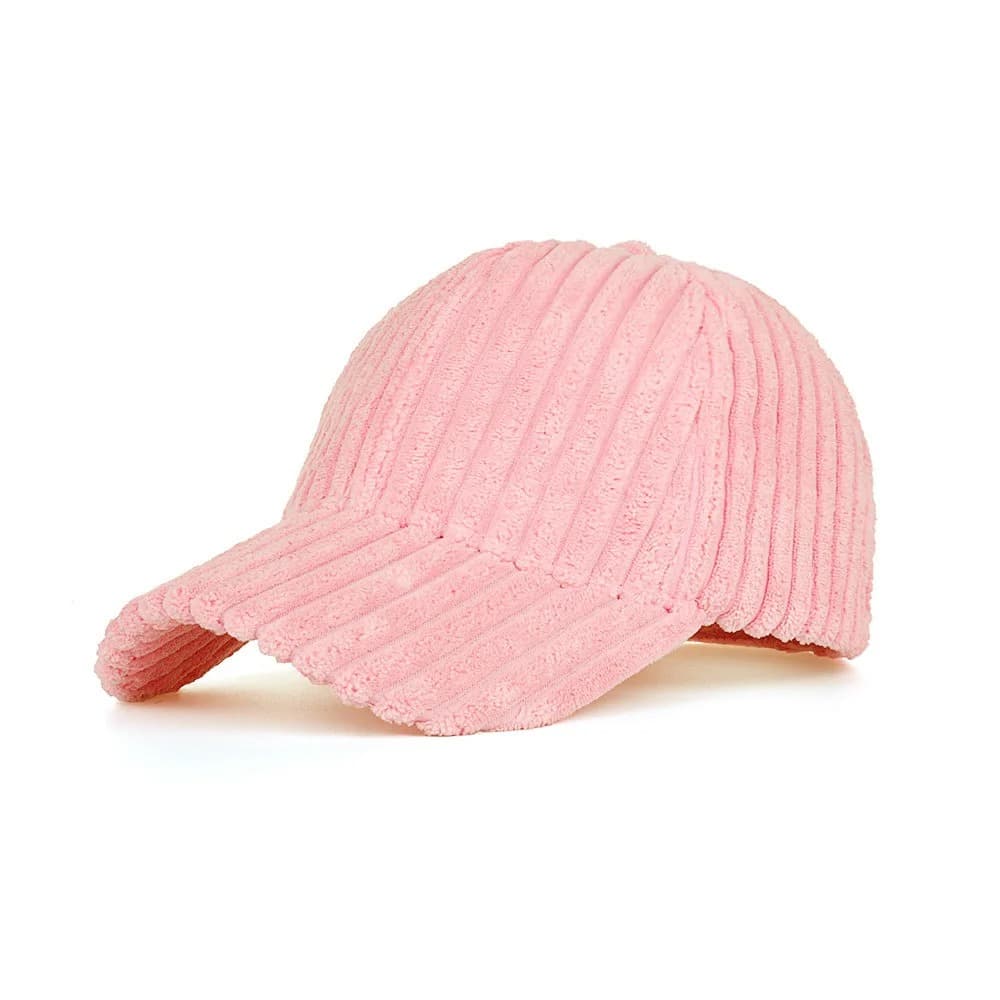 Casquette Côtelée Rose en Velours