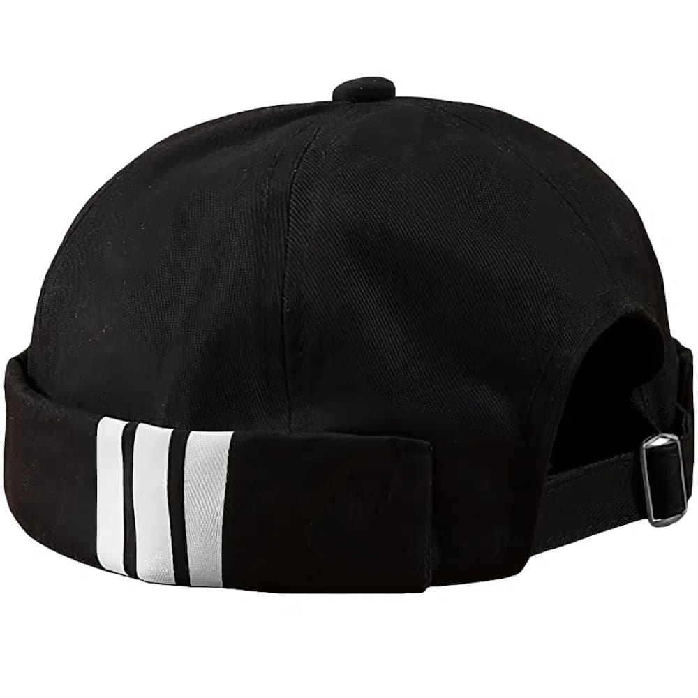 Casquette Docker Breton Rayé (Couleur: Noir)