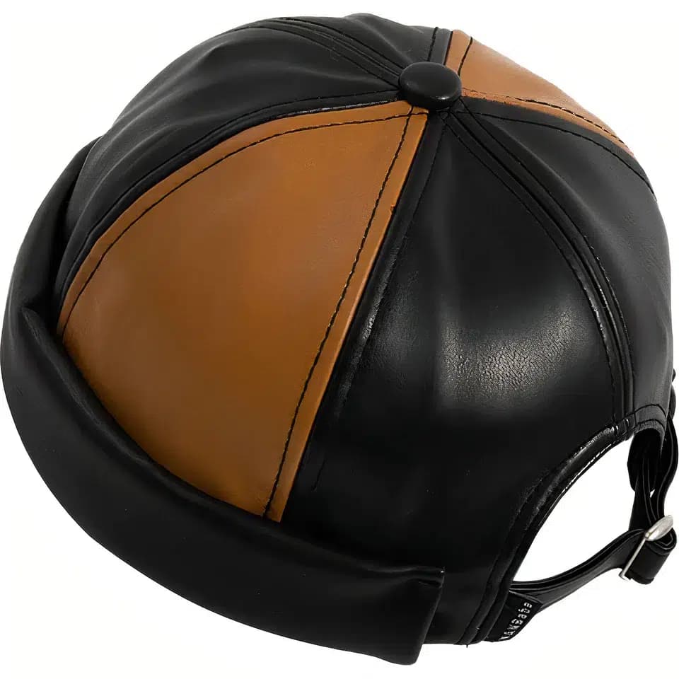 Casquette Docker Rétro (Taille: 55-60 cm (Taille adulte), Couleur: Noir & camel)