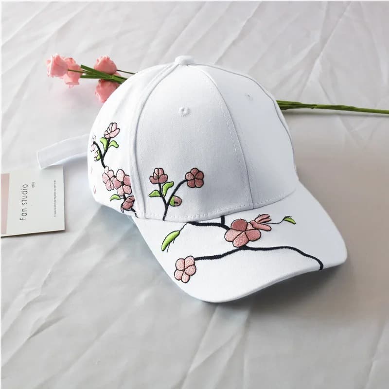 Casquette Fleur de Cerisier (Modèle: Blanc)