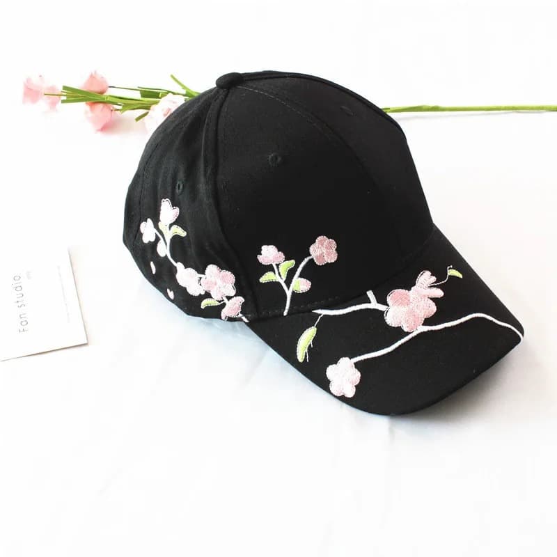 Casquette Fleur de Cerisier (Modèle: Noir)