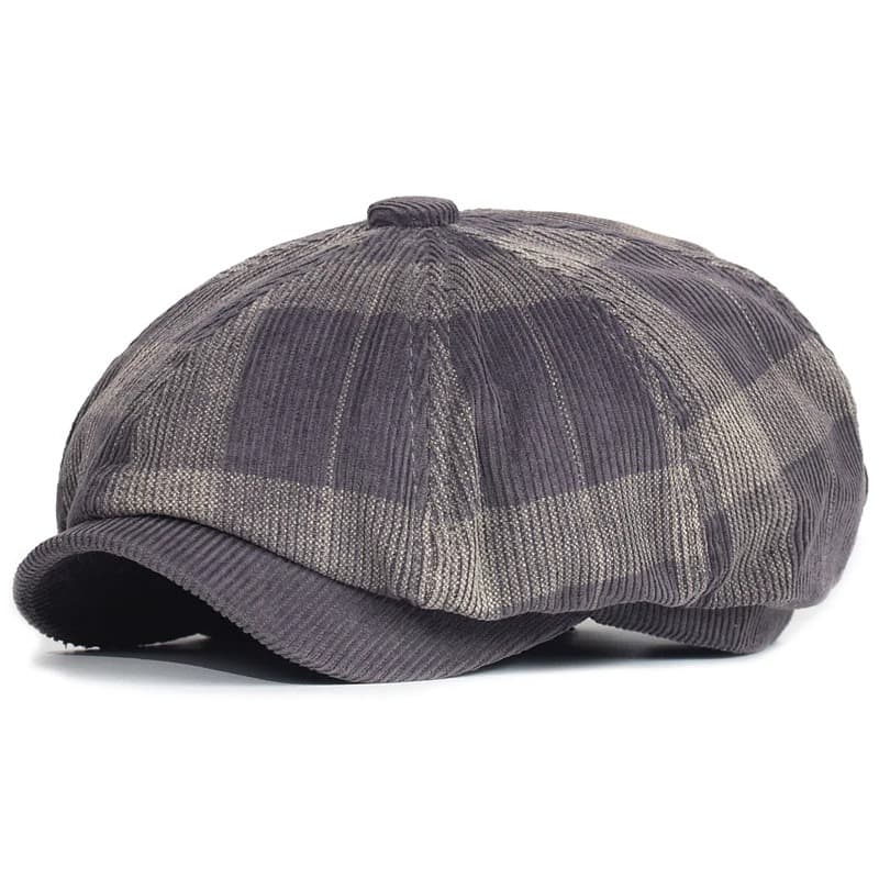 Casquette Gavroche à Carreaux (Modèle: Gris)