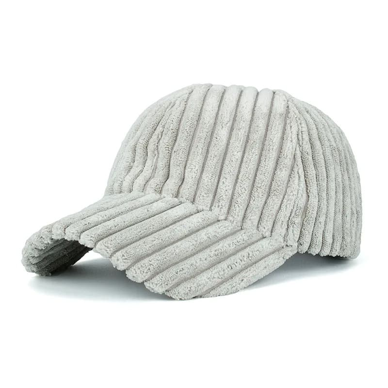 Casquette Grise Côtelé en Velours