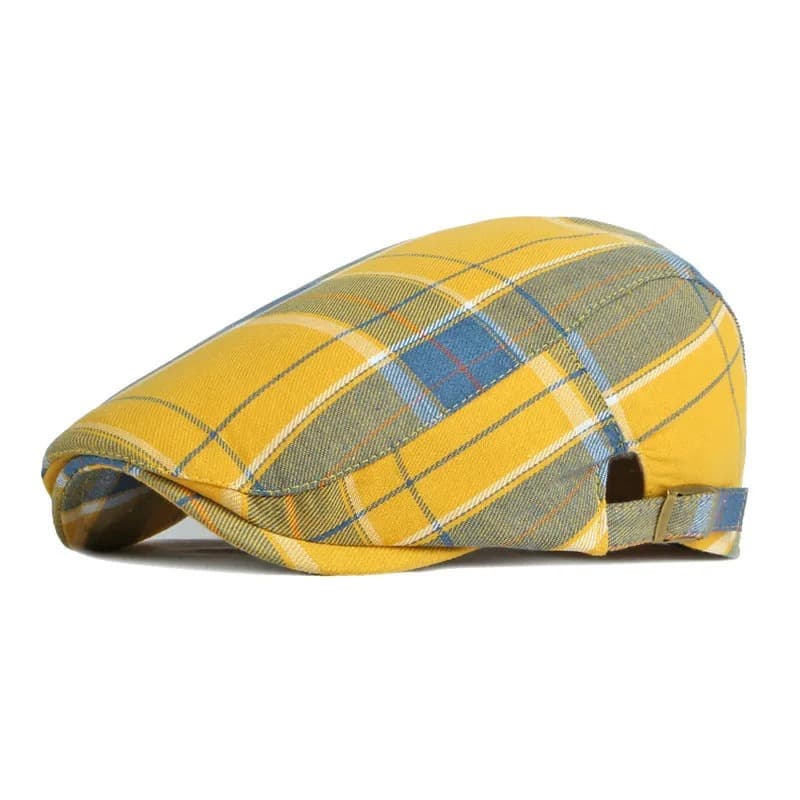 Casquette Plate à Carreaux (Couleur: Jaune)