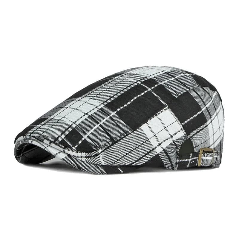 Casquette Plate à Carreaux (Couleur: Noir)