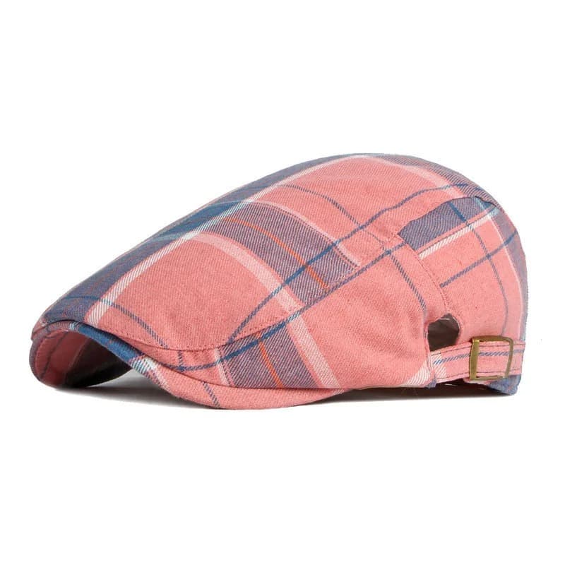 Casquette Plate à Carreaux (Couleur: Rose)