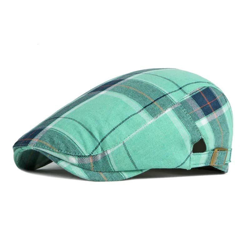 Casquette Plate à Carreaux (Couleur: Vert)