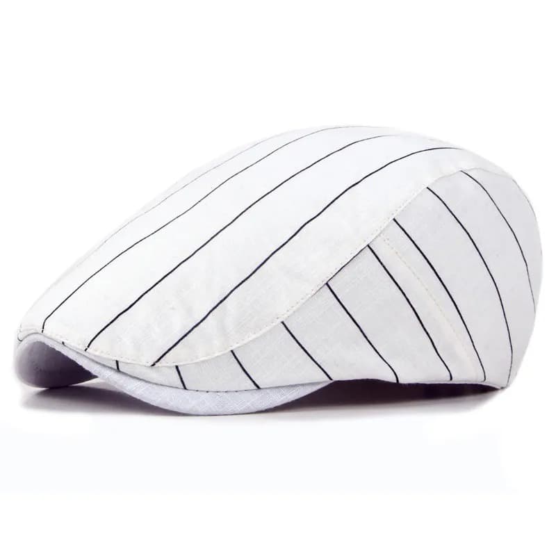 Casquette Plate à Lignes (Couleur: Blanc)