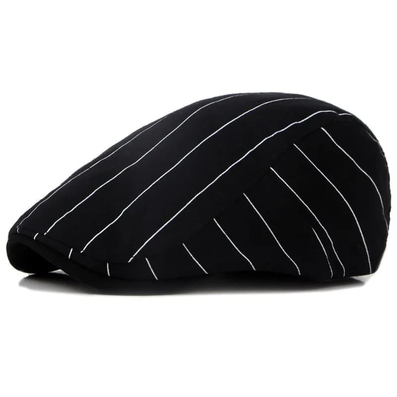 Casquette Plate à Lignes (Couleur: Noir)