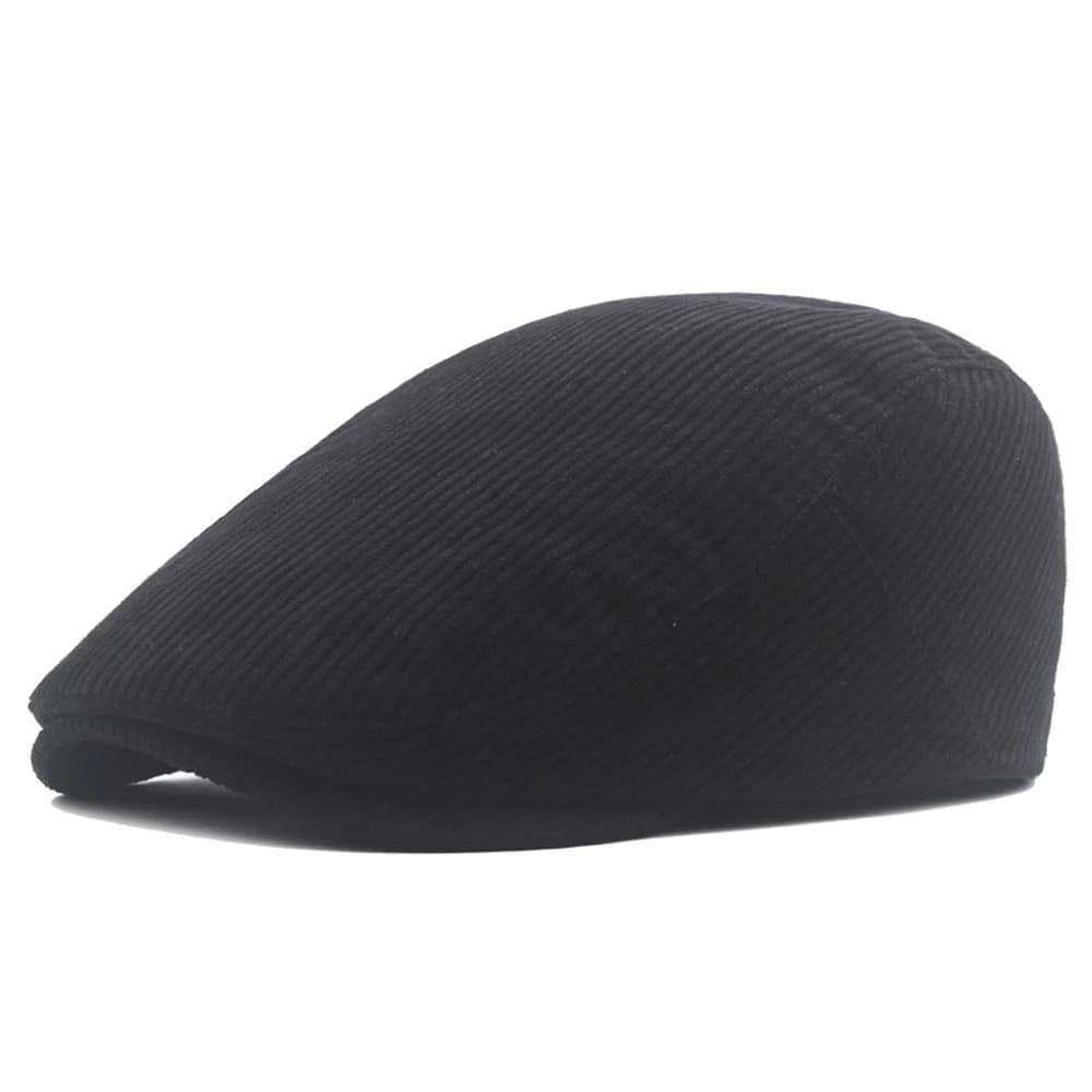 Casquette Plate en Velours (Modèle: Noir)