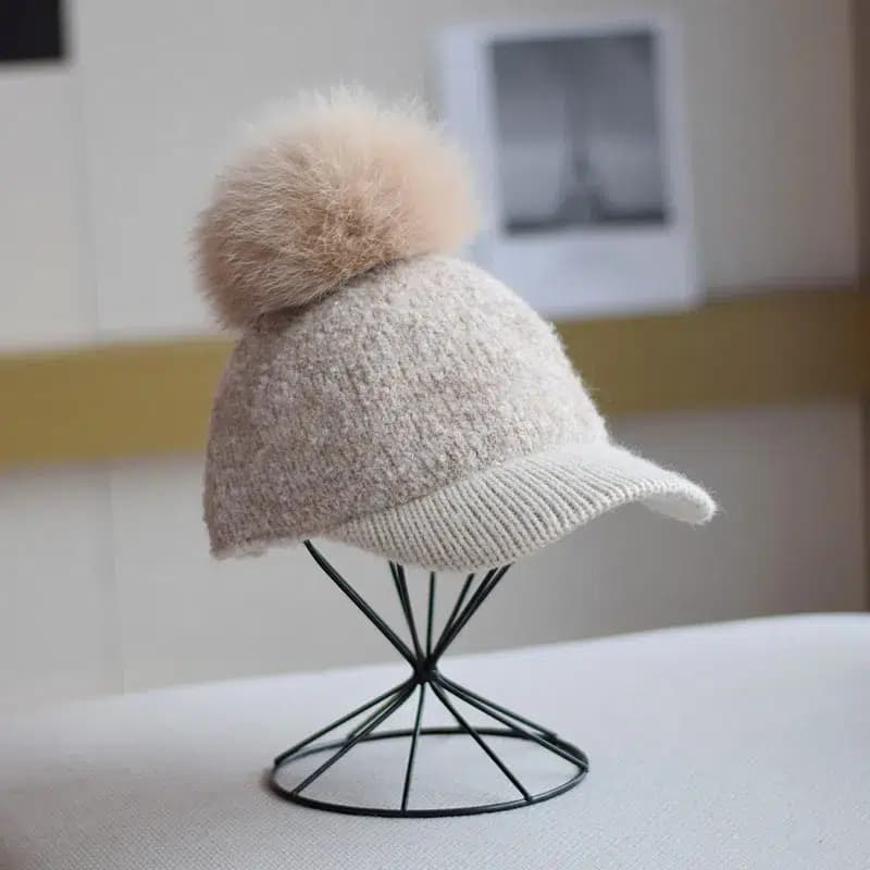 Casquette Pompon (Couleur: Beige)