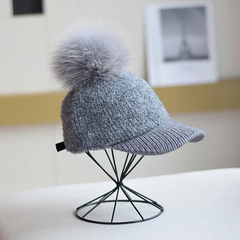 Casquette Pompon (Couleur: Gris)