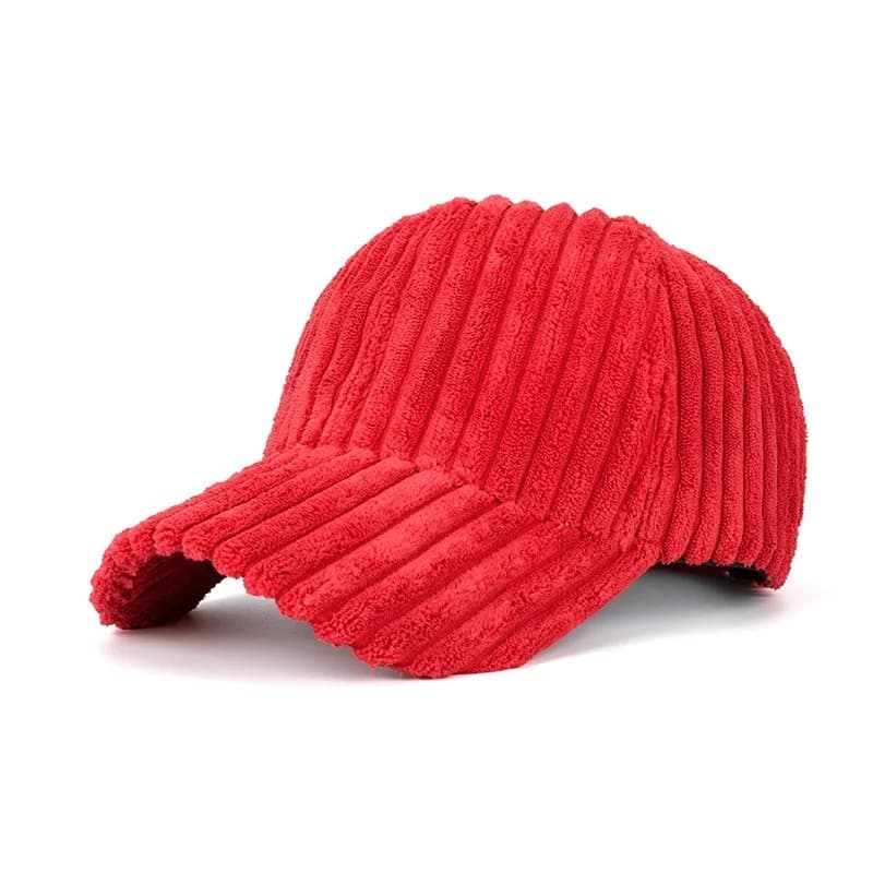 Casquette Rouge Côtelé en Velours