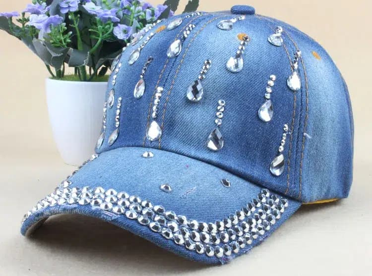 Casquette en Jeans Diamant (Couleur: Délavé)