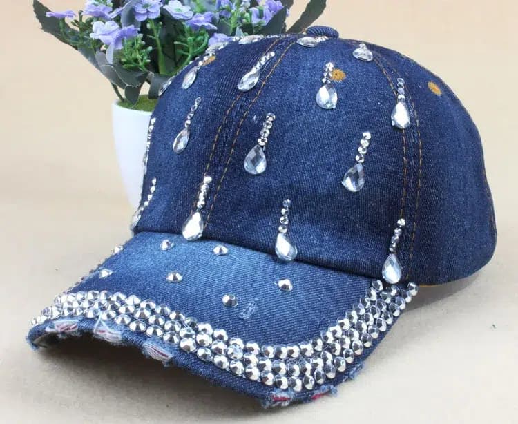 Casquette en Jeans Diamant (Couleur: Foncé)